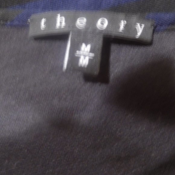 Theory Catriona Fisher Striped Black Navy Maxi T-shirt Casual Long Dress Medium - Picture 8 of 9